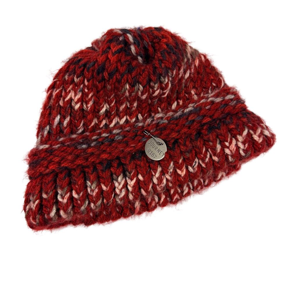 Journey 2167 Red Knitted Beanie Hat Soft Chunky Cozy Warm